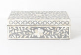 Bone Inlay Box Floral Design Grey 2